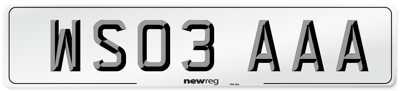 WS03 AAA Number Plate from New Reg